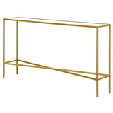 Henn&Hart 55" Glass Rectangular Console Table Entryway Table, Sofa Table for Entryway, Living Room, Couch, Hallway, or Office, Gold Henn&Hart