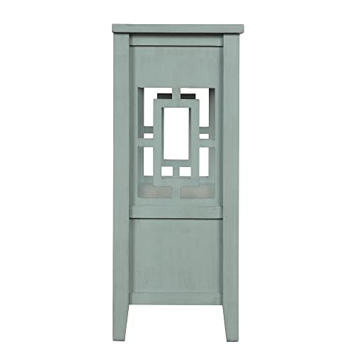 Knocbel Farmhouse Entry Console Table with 2 Storage Drawers 2 Cabinets and Open Shelf, Entryway Hallway Living Room Kitchen Sofa Table, 36.02" W x 12.99" D x 31.5" H, Retro Blue Knocbel