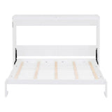 Ball & Cast Full Size Murphy Bed,Hideaway Beds with Dual Piston Metal Folding Mechanism Designed,Wood Wall Cabinets Bedframe w/Slat Support and Storage Platform Top,Hardware Chain,for Apartment,White Ball & Cast