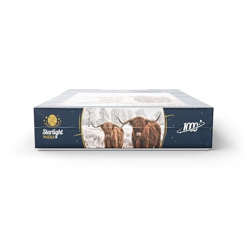 MyPuzzle Hairy Scottish Highland Cattle in A Winter Landscape - Premium 1000 Piece Jigsaw Puzzle for Adults