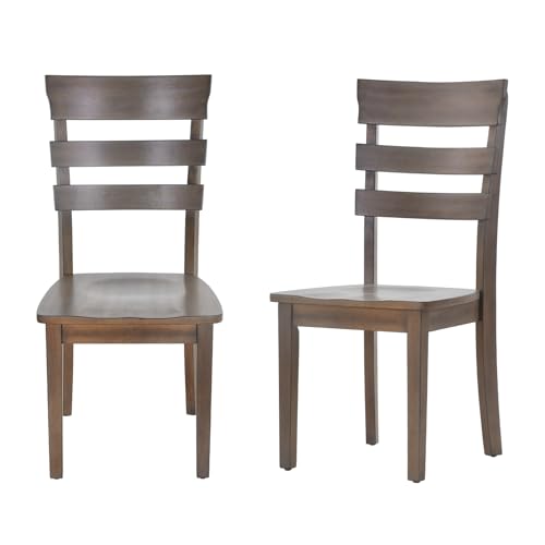 COLAMY Wooden Dining Chairs Set of 2, Ladder High Back Kitchen Side Chairs, Farmhouse Dining Room Chair with Adjustable Foot Pegs - Light Brown - WoodArtSupply