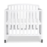 DaVinci Dylan Folding Portable 3-in-1 Convertible Mini Crib and Twin Bed in White, Greenguard Gold Certified DaVinci