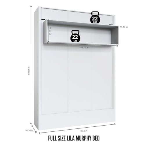 Oakland Living Easy-Lift Full Murphy Wall Bed in White with Shelf Oakland Living