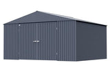 Arrow Shed Elite 14' x 12' Tall Outdoor Steel Storage Shed with High Gable and Lockable Doors Storage Building, Anthracite Arrow