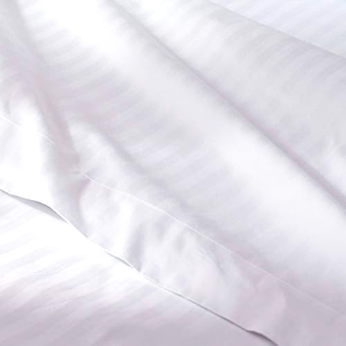 sheetsnthings Damask Stripes 650-Thread-Count Cotton-Blend 4PC Full Bed Sheets Set, White sheetsnthings