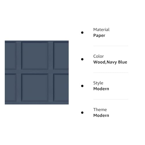 Holden Decor Modern Wood Panel 3D Effect Wooden Panelling Wallpaper Feature Wall 10m Roll [Navy Blue 12980],Wood,Navy Blue Holden Decor