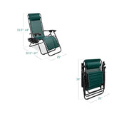 Best Choice Products Set of 2 Adjustable Steel Mesh Zero Gravity Lounge Chair Recliners w/Pillows and Cup Holder Trays - Forest Green