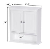 Spirich Bathroom Cabinet Wall Mounted with Doors, Wood Hanging Cabinet with Doors and Shelves Over The Toilet, Bathroom Wall Cabinet White Spirich