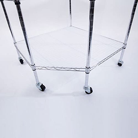 WOW PIONEER 6-Layer Corner Storage Shelves on Wheels, Metal Wire Shelving Unit for Home, Kitchen, Shop, Pantry, Restaurant Durable Steel Rack with Plastic Coating for Your Accessories, Tools Silver WOW PIONEER