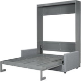 Virubi Full Murphy Bed with Couch,Wood Folding Murphy Wall Bed Cabinet with Sofa (Grey,Full) Virubi
