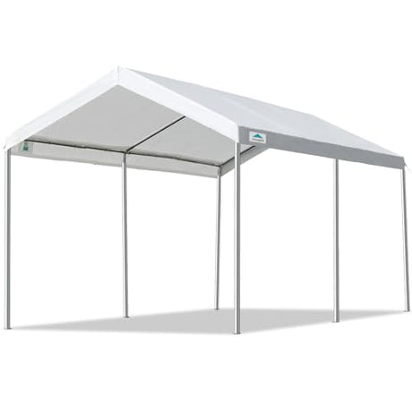 ADVANCE OUTDOOR Adjustable 10x15 ft Heavy Duty Carport Car Canopy Garage Boat Shelter Party Tent, Adjustable Height from 9.5 ft to 11 ft, White ADVANCE OUTDOOR