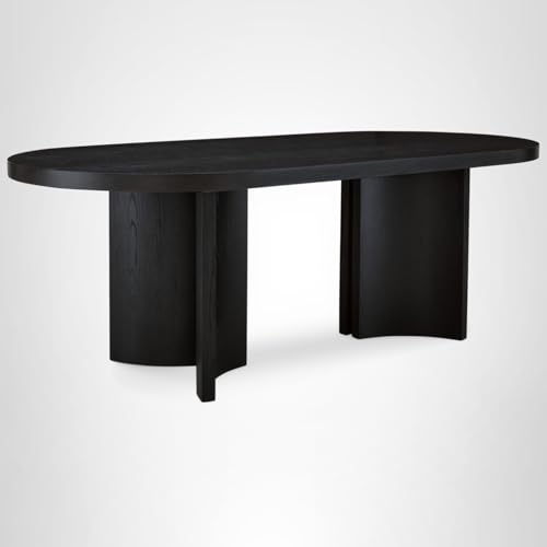Signature Design by Ashley Rowanbeck Minimalist Dining Table for 8 People, Black Signature Design by Ashley