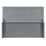 Merax Queen Horizontal Murphy Bed with Hydraulic Lift & Desk, Wood Grey Murphy Bed Cabinet Folding Murphy Chest Bed Queen Size Adults Murphy Bed Merax