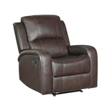Lexicon Manual Reclining Chair, Top Grain Leather Match Wall Hugger Recliner Chair, Tab Pull Reclining, High Density Foam Over Pocket Coils, for Living Room/Reading Nook/Bedroom, Brown Lexicon