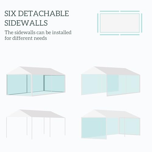 Outsunny 10' x 20' Party Tent, Outdoor Wedding Canopy & Gazebo with Removable Sidewalls, Shade Shelter for Events, BBQs, White Outsunny