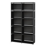 MOYIPIN Black Vertical Bookshelf with 10 Grids – Versatile Storage Rack for Bedroom and Living Room MOYIPIN