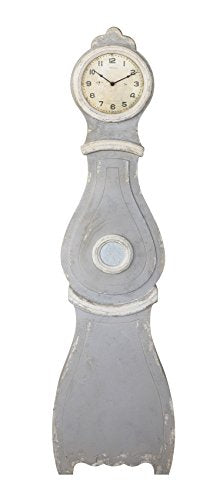 Creative Co-Op Distressed Grey Wood Grandfather Style Wall Clock Creative Co-Op