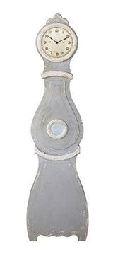 Creative Co-Op Distressed Grey Wood Grandfather Style Wall Clock Creative Co-Op