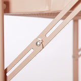 Urban Lifestyle 3 Tier Foldable Metal Rolling Storage Utility Cart, No Tools Assembly, Blush Urban Lifestyle