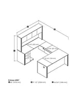 Bestar Embassy 66W U-Shaped Executive Desk with Pedestal and Hutch in Dark Chocolate Bestar
