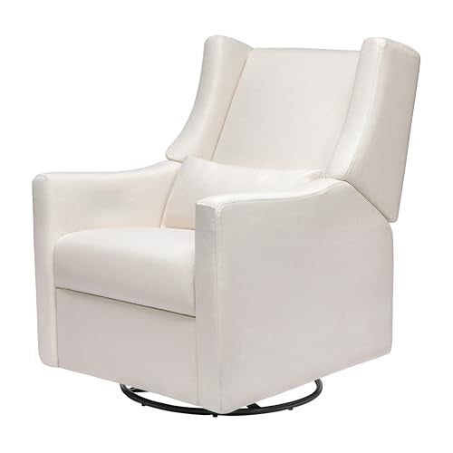 Babyletto Kiwi Recliner and Swivel Glider in Performance Cream Eco-Weave, GREENGUARD Gold Certified, Manual Recline, Water Repellant + Stain Resistant Fabrics