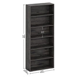 IRONCK 6-Tier Charcoal Grey Bookshelf - Tall Floor Standing Bookcase for Home Office and Living Room IRONCK