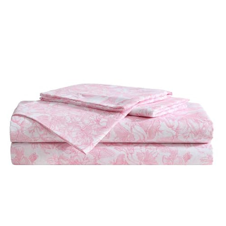 Betsey Johnson - Twin Size Sheet Set, Ultra-Soft Bedding with Smooth & Silky Feel, Deep Pockets, Bed Sheets with Matching Fitted Sheet & Pillowcases (Fairytale Floral Pink) Betsey Johnson