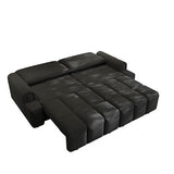 LuxyHoom 90.2" Futon Sofa Bed King, 3-in-1 Teddy Convertible L-Shaped Sofa, Upholstered Loveseat Couches, Pull Out Couch Bed Small Spaces, Deep Seat, Storage for Living Room, Apartment, Black LuxyHoom