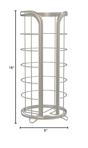 BROOKSTONE, Nickel Toilet Paper Holder, Freestanding Bathroom Tissue Organizer, Minimalistic Storage Solution, Modern & Stylish Design [Holds MEGA Rolls] Brookstone