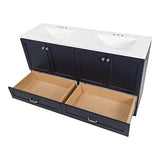 Spring Mill Cabinets Emlyn 60 Inch Double-Sink Bathroom Vanity with White Top, 2 Cabinets, 2 Drawers, 60.5" W x 18.75" D x 32.89", Deep Blue Spring Mill Cabinets