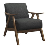 Lexicon Mid Century Modern Accent Chair with Solid Wood Frame in Walnut Finish, Upholstered Living Room Lounge Arm Chair, Thick and Comfy Innerspring Seat Cushion, Linen-Look Fabric, Dark Grey Lexicon