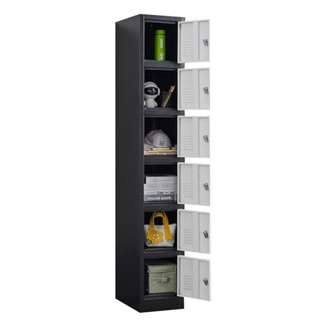 FURSTEL 71" Heavy-Duty Steel Locker Cabinet (6-Door 6-Tier) - Secure Storage for School Lockers, Office Employee, Gym & Home Organization - Industrial Metal Lockers FURSTEL