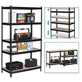 Karl home 5 Tier Metal Garage Shelves, Boltless Assembly,Adjustable Shelf for Storage Heavy Duty, Wide-Size Shelf Organization for Pantry Basement Kitchen, 1500lbs,43.3"L x 17.7"W x 70.9"H,Black & 1P Karl home