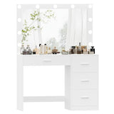 Irontar Makeup Vanity Table, Makeup Table with Large Mirror and 11 LED Lights, Brightness Adjustable, Dressing Table Desk with 4 Drawers, Vanity Desk for Girls, Women, White WDT002W Irontar