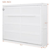 Ball & Cast Full Size Murphy Bed,Hideaway Beds with Dual Piston Metal Folding Mechanism Designed,Wood Wall Cabinets Bedframe w/Slat Support and Storage Platform Top,Hardware Chain,for Apartment,White Ball & Cast