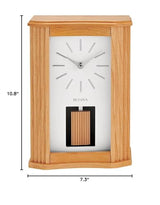 Bulova Chicago Modern Chime Table Clock, Model B1525 | Mid-Century Design | Melodic Chimes | Natural Wood Grain | Adjustable Volume | Automatic Night Shut-Off J. Thomas