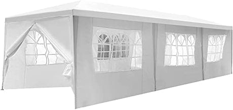 10'x30' White Outdoor Gazebo Canopy Tent Canopy Wedding Party Tent Waterproof Camping Gazebo BBQ Shelter Pavilion 8 Removable Walls -8 PayLessHere
