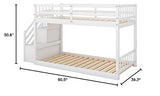 Merax Twin Over Twin Low Bunk Bed with Ladder and for Storage Staircase for Teens, Boys or Girls, No Box Sping Needed Merax