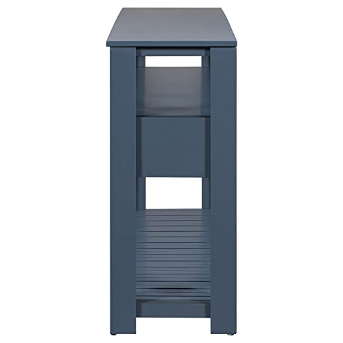 Modern 62.2" Console Table, Sofa Table with 4 Drawers and 2 Shelves, Suitable for Entrance, Hallway, Living Room, Bedroom (Navy Blue@G>) Hlcodca