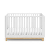 Storkcraft Santos 3-in-1 Convertible Crib (White with Natural) – GREENGUARD Gold Certified, Fits Standard Crib Mattress, Converts to Toddler Bed, Storkcraft