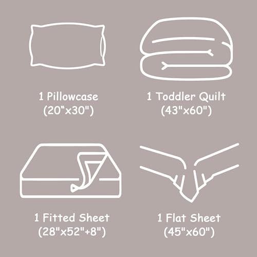 FLXXIE Toddler Bedding Set - 4 Piece Microfiber Crib Sheet Set, Crib Bedding Set Includes Quilted Comforter, Flat Top Sheet, Fitted Sheet, Envelope Pillow Case for Boys and Girls, Navy Blue FLXXIE