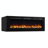 PuraFlame Alice 60 Inches Recessed Electric Fireplace, Flush Mounted for 2 X 6 Stud, Log Set & Crystal, 1500W Heater, Remote Control, Black PuraFlame