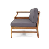 Christopher Knight Home Aston Outdoor 5 Seater Sectional Chat Set with Cushions - Acacia Wood - Teak/Dark Gray Christopher Knight Home