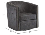 Signature Design by Ashley Brentlow Tufted Barrel Accent Swivel Chair, Distressed Black Signature Design by Ashley