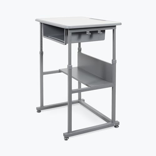 Luxor Student-M Student Desk - Manual Adjustable Desk, Ample Storage with Open Book Box and Shelf, 27.5"W x 19.5"D x 24.5" to 42"H Luxor