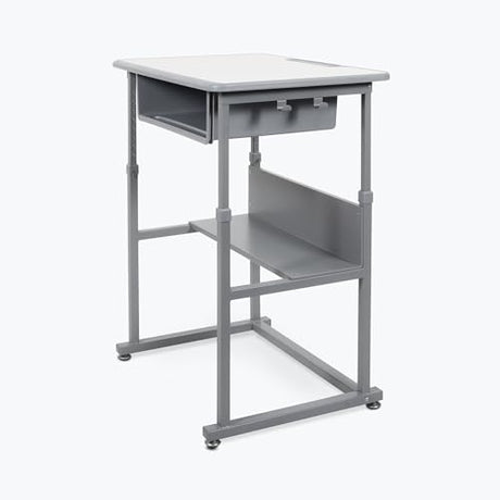 Luxor Student-M Student Desk - Manual Adjustable Desk, Ample Storage with Open Book Box and Shelf, 27.5"W x 19.5"D x 24.5" to 42"H Luxor