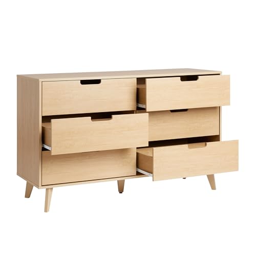 Walker Edison Modern 6-Drawer Dresser Bedroom Storage Organizer, 52 Inch, Riviera Cut-Out Walker Edison