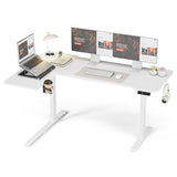 Acrolix 59 Inch L Shaped Standing Desk Adjustable Height, Electric Corner Standing Desk, Sit Stand Computer Table with Reversiable Splice Board,White Acrolix