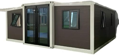 COMFYHOMES Expandable 19X20 FT 1/2 Bedroom Prefab House with Bathroom, Living Room, Kitchen, Windows and Lockable Door for Office, Hotel, Villa, Hospital, Shop, Warehouse (19X20 FT(with Restroom))