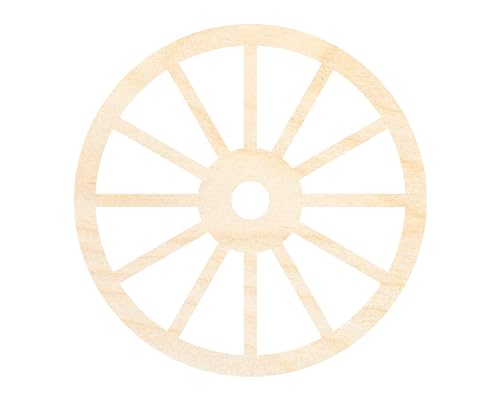 Unfinished Wood Wagon Wheel Shape | Rustic Farmhouse | DIY Craft Cutout | Up to 24" 24" / 1/8"